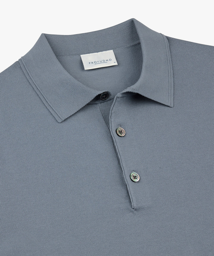 Profuomo Luxury Basic Polo – Blauw-56% lyocell, 20% katoen, 20% polyamide, 4% zijde-HEREN POLO'S & T-SHIRTS-Grijs