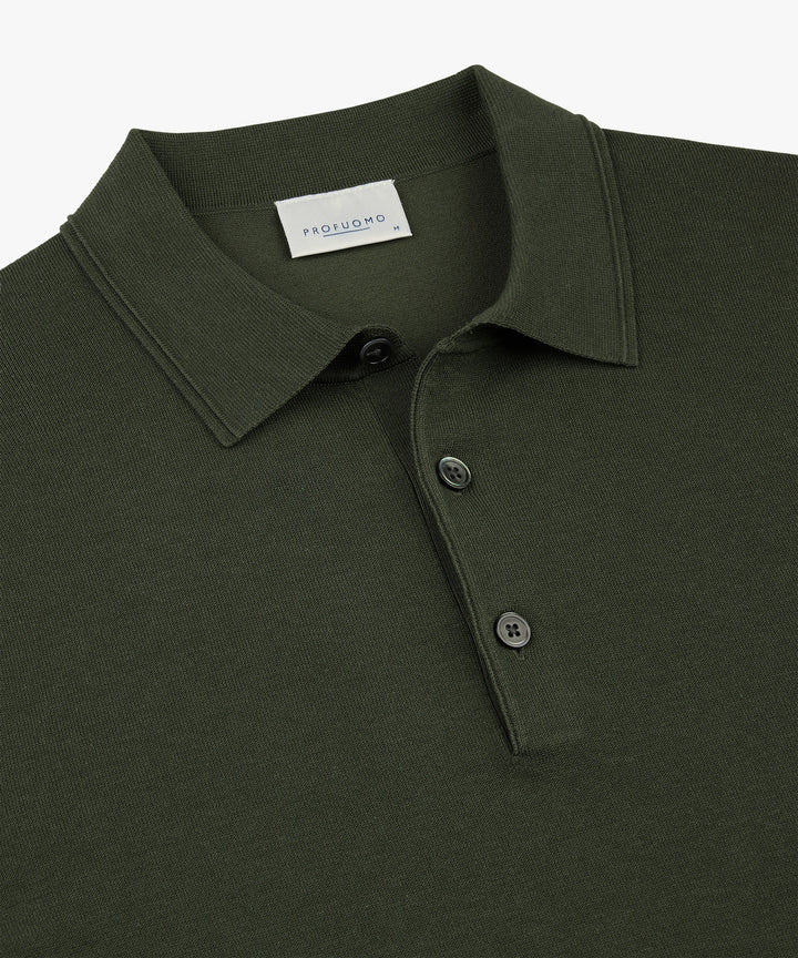 Profuomo Luxury Basic Polo – Groen-56% lyocell, 20% katoen, 20% polyamide, 4% zijde-HEREN POLO'S & T-SHIRTS-Groen