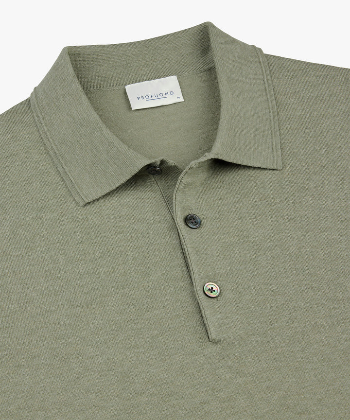 Profuomo Luxury Basic Polo – Groen-56% lyocell, 20% katoen, 20% polyamide, 4% zijde-HEREN POLO'S & T-SHIRTS-Groen