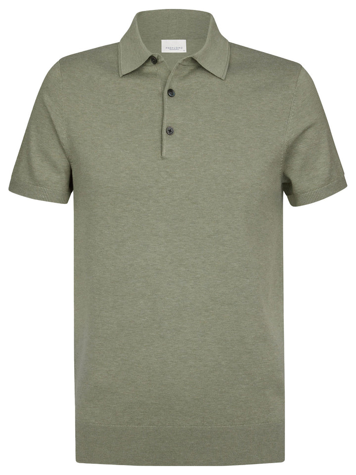 Profuomo Luxury Basic Polo – Groen-56% lyocell, 20% katoen, 20% polyamide, 4% zijde-HEREN POLO'S & T-SHIRTS-Groen