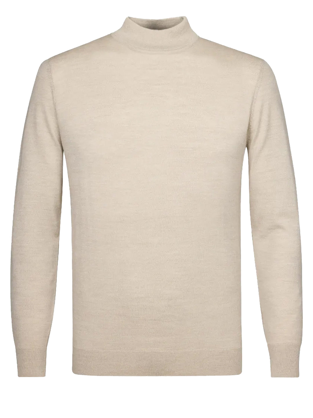 Profuomo Merino Mock‑Neck Trui – Beige-100% merinowol-HEREN TRUIEN & VESTEN-Beige