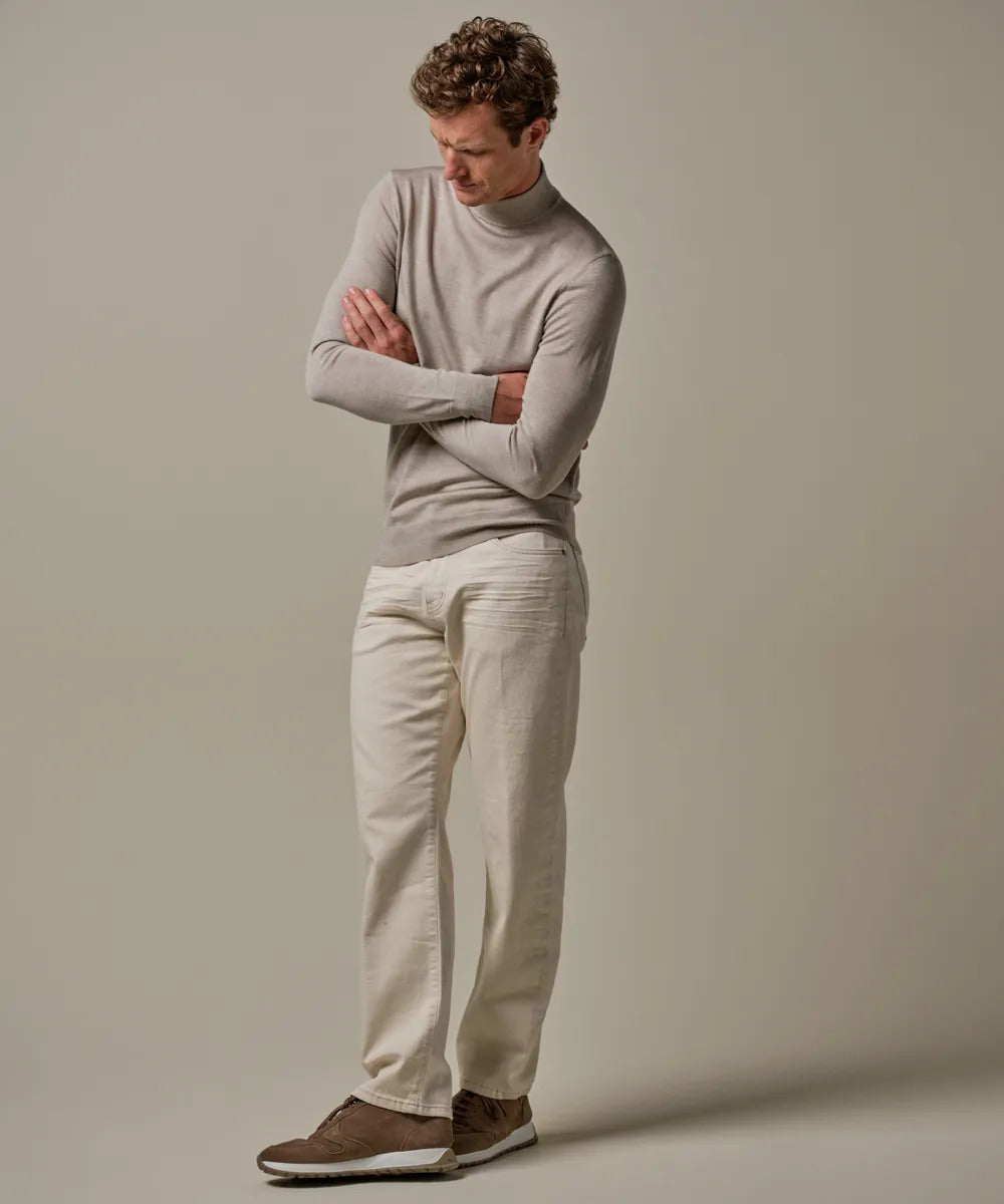 Profuomo Merino Mock‑Neck Trui – Beige-100% merinowol-HEREN TRUIEN & VESTEN-Beige