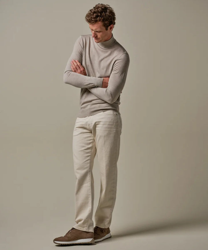 Profuomo Merino Mock‑Neck Trui – Beige-100% merinowol-HEREN TRUIEN & VESTEN-Beige