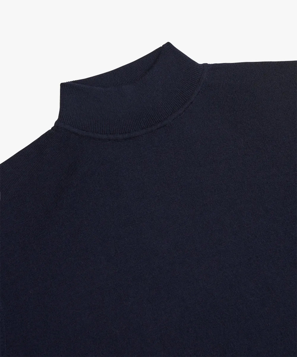 Profuomo Merino Mock‑Neck Trui – Blauw-100% merinowol-HEREN TRUIEN & VESTEN-Blauw