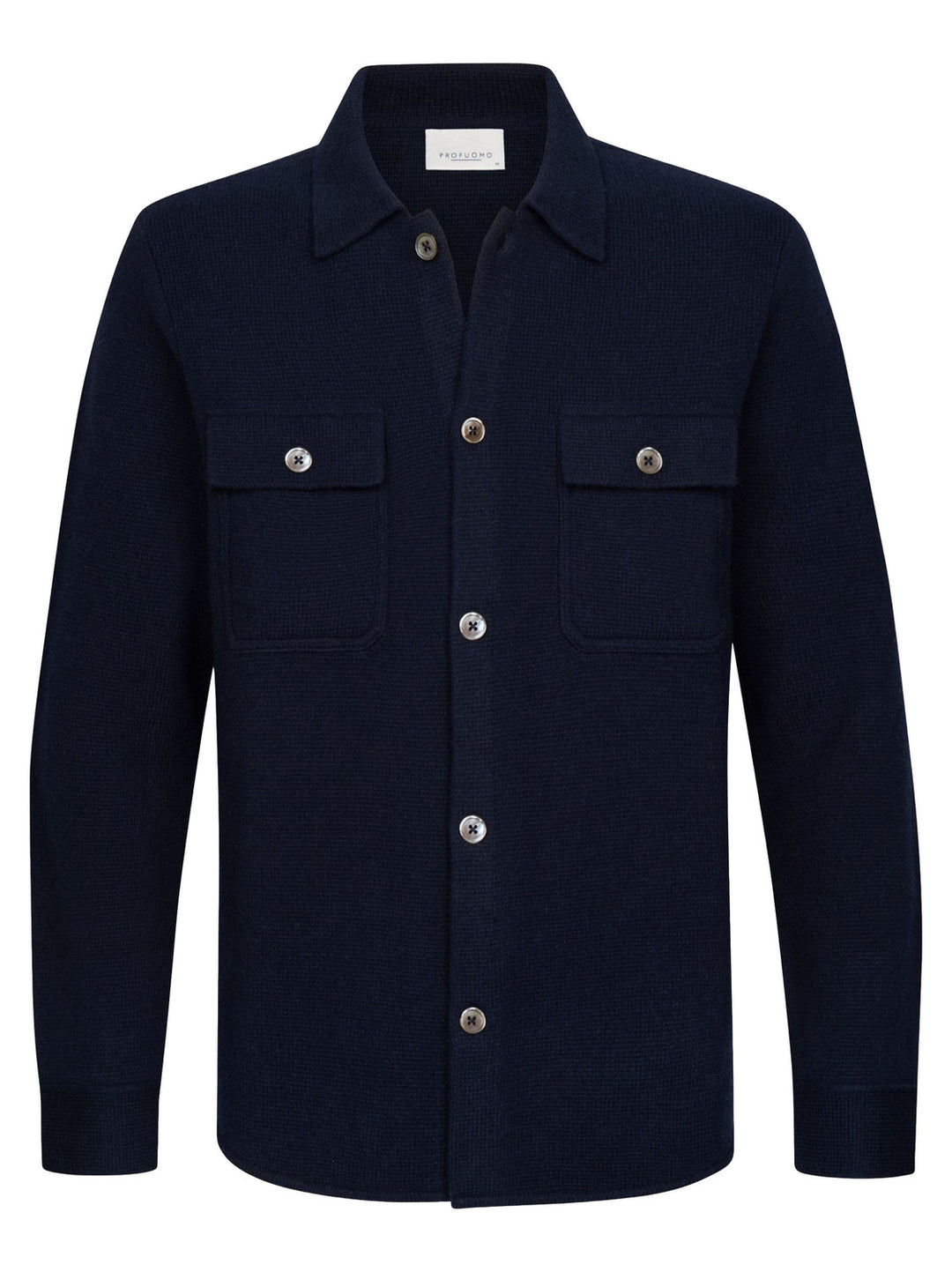 Profuomo Merinowollen Overshirt – Blauw-100% wol-HEREN SHIRTS-Blauw