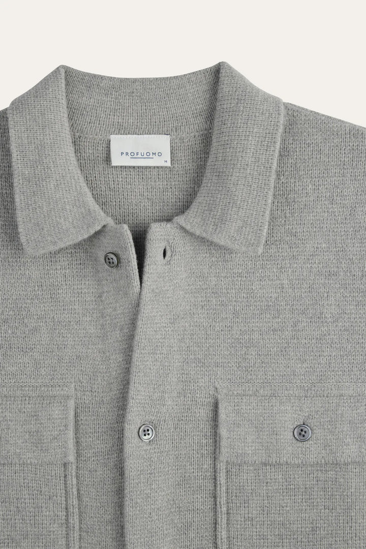 Profuomo Merinowollen Overshirt – Grijs-100% wol-HEREN SHIRTS-Grijs