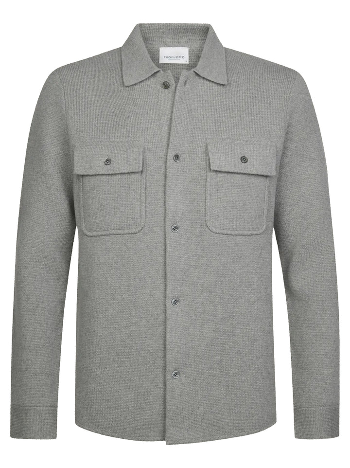 Profuomo Merinowollen Overshirt – Grijs-100% wol-HEREN SHIRTS-Grijs