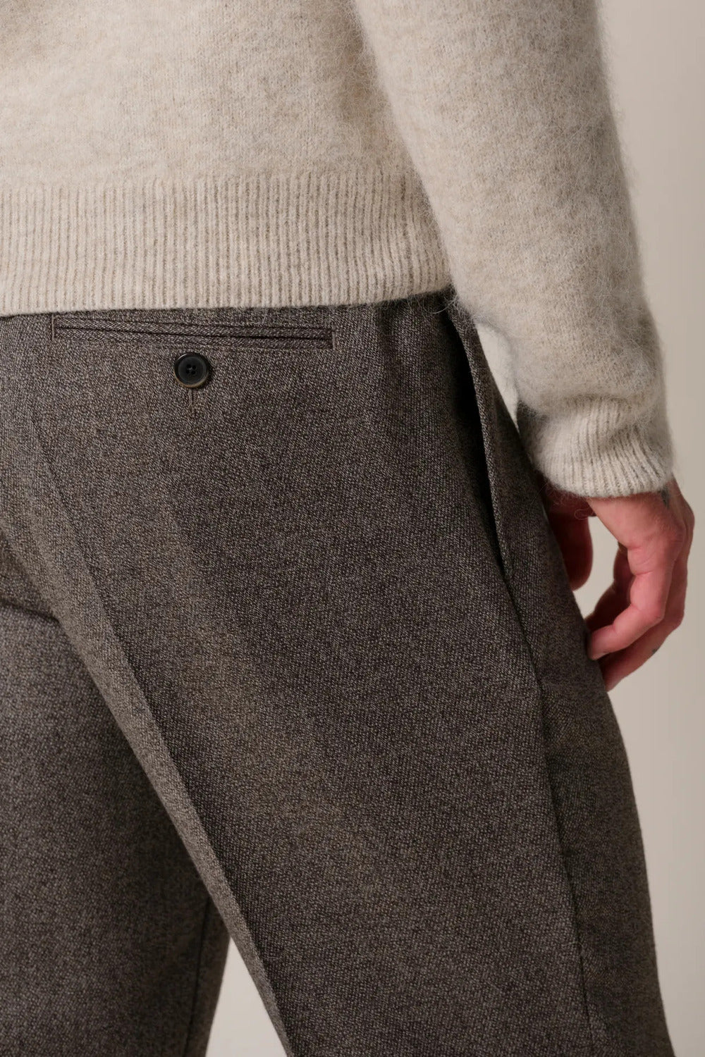 Profuomo Mouline Wollen Broek Loose Fit – Bruin-70% wol, 30% polyester-HEREN BROEKEN-Bruin