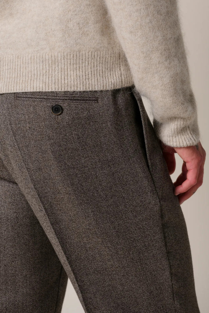 Profuomo Mouline Wollen Broek Loose Fit – Bruin-70% wol, 30% polyester-HEREN BROEKEN-Bruin