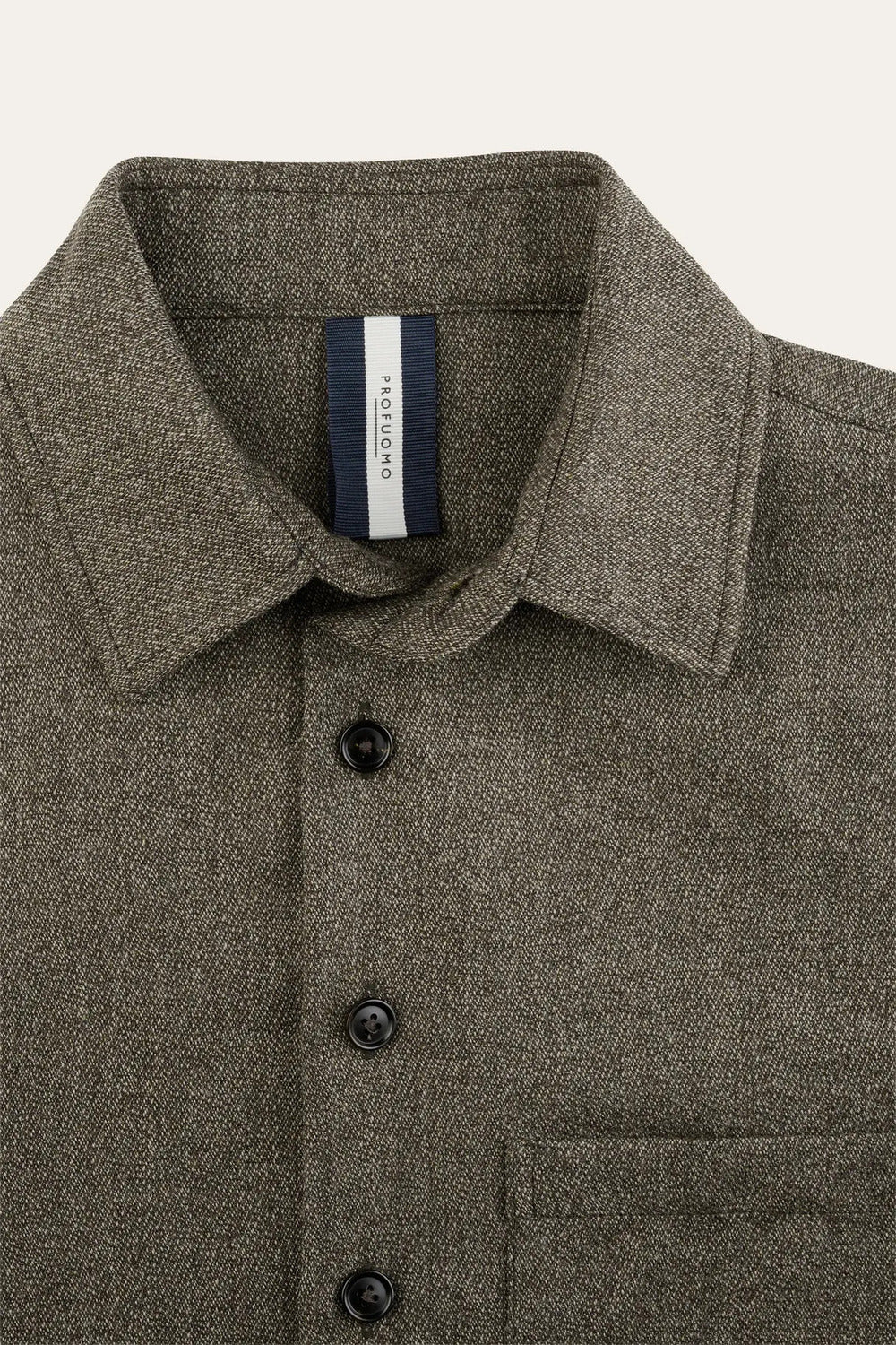 Profuomo Mouline Wollen Overshirt Normale Fit-70% wol, 30% polyester-HEREN SHIRTS-Bruin