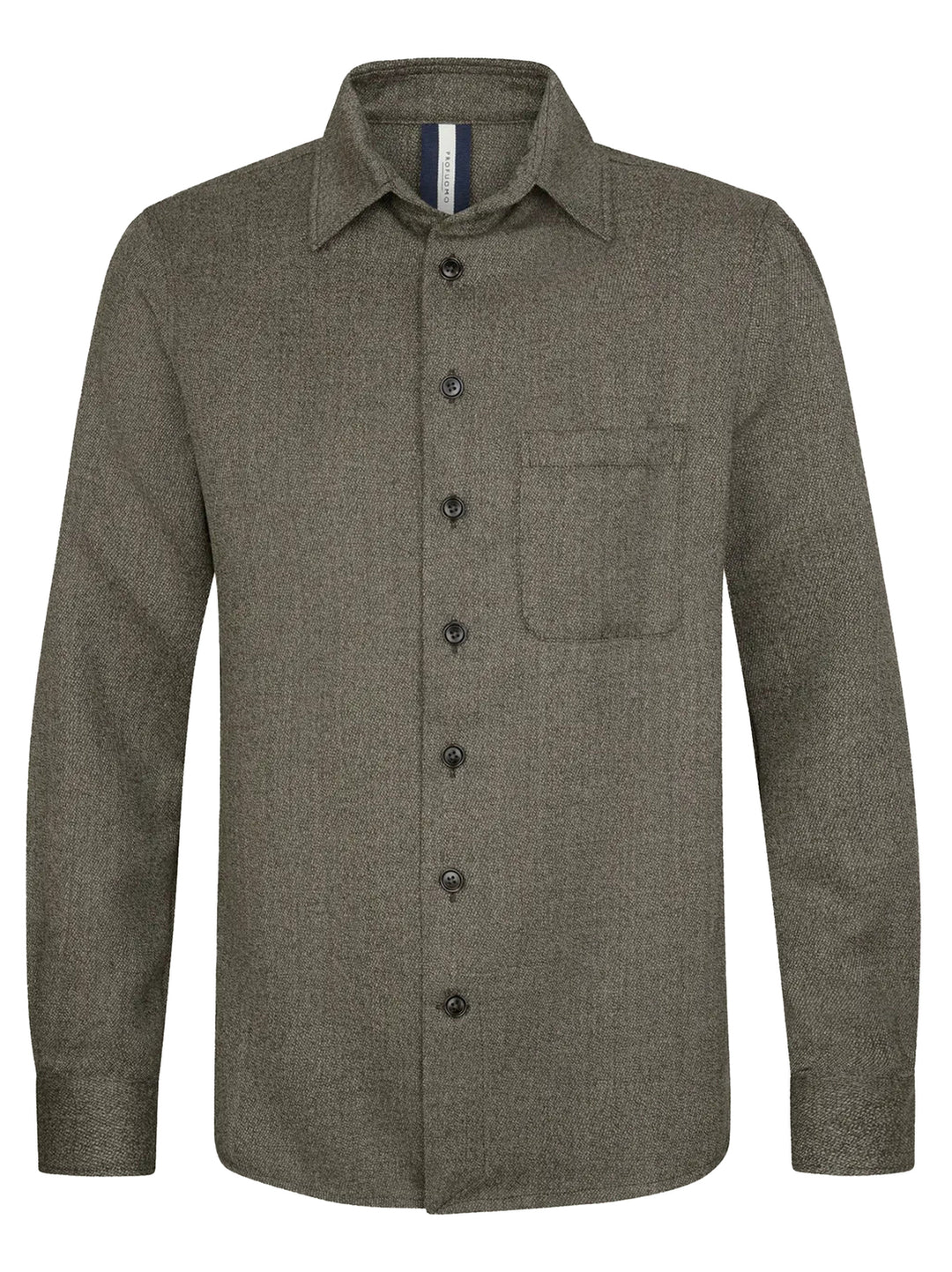 Profuomo Mouline Wollen Overshirt Normale Fit-70% wol, 30% polyester-HEREN SHIRTS-Bruin