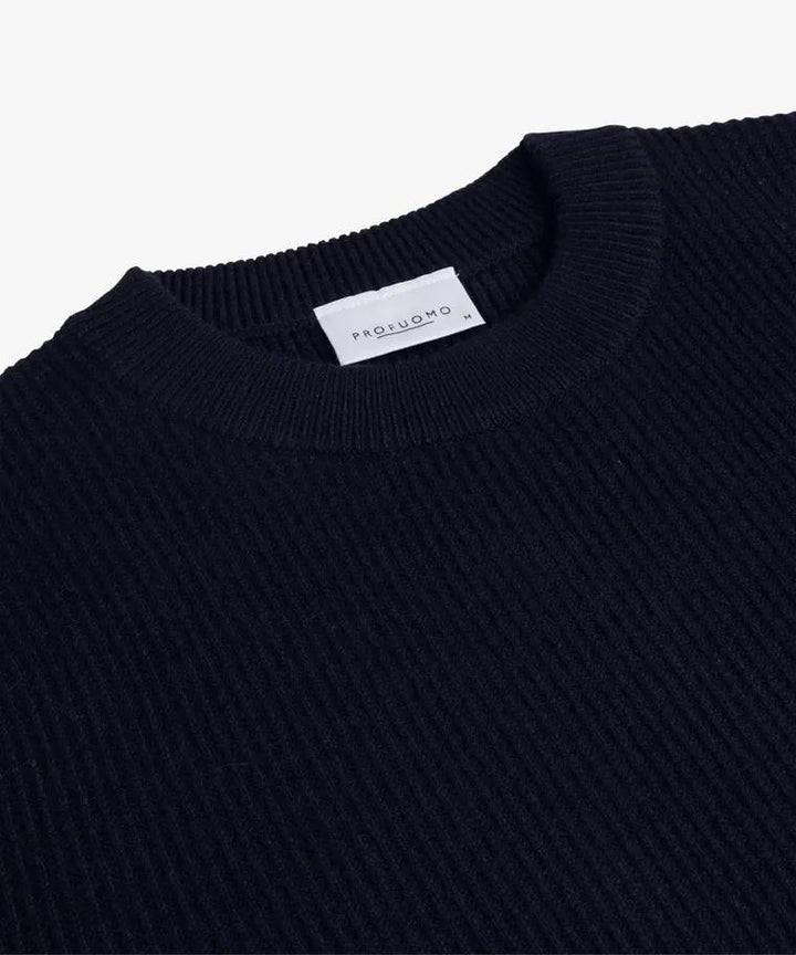 Profuomo navy crewneck-50% wol, 30% polyamide, 20% modaal-HEREN TRUIEN & VESTEN-Blauw