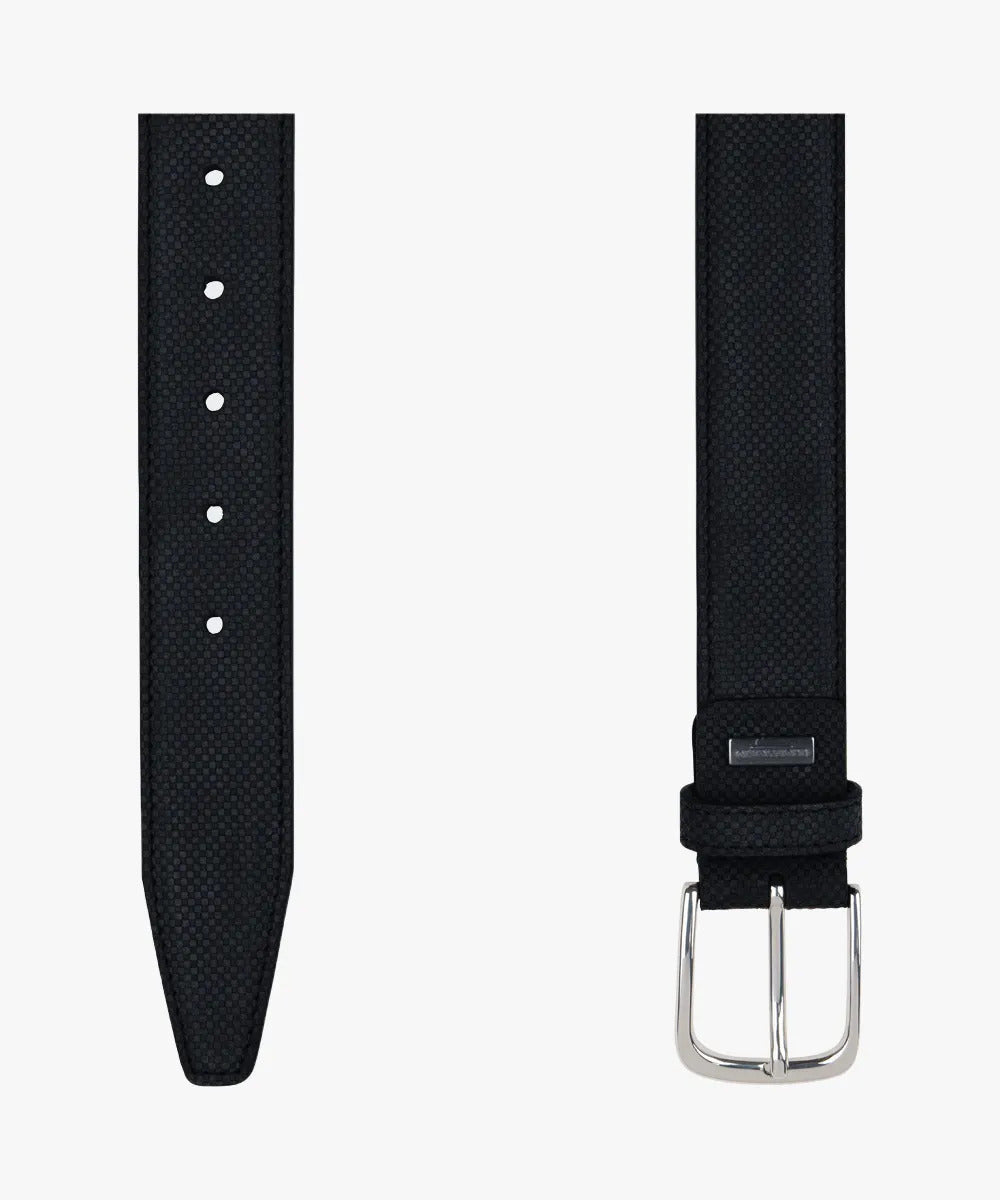 Profuomo navy suède structuur riem-100% leer-HEREN SCHOENEN & RIEMEN-Blauw