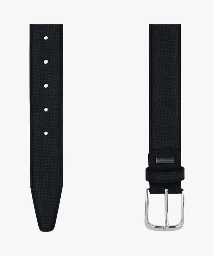 Profuomo navy suède structuur riem-100% leer-HEREN SCHOENEN & RIEMEN-Blauw