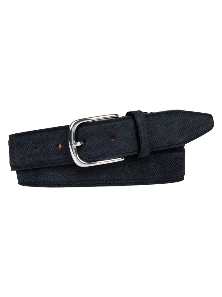 Profuomo navy suède structuur riem-100% leer-HEREN SCHOENEN & RIEMEN-Blauw