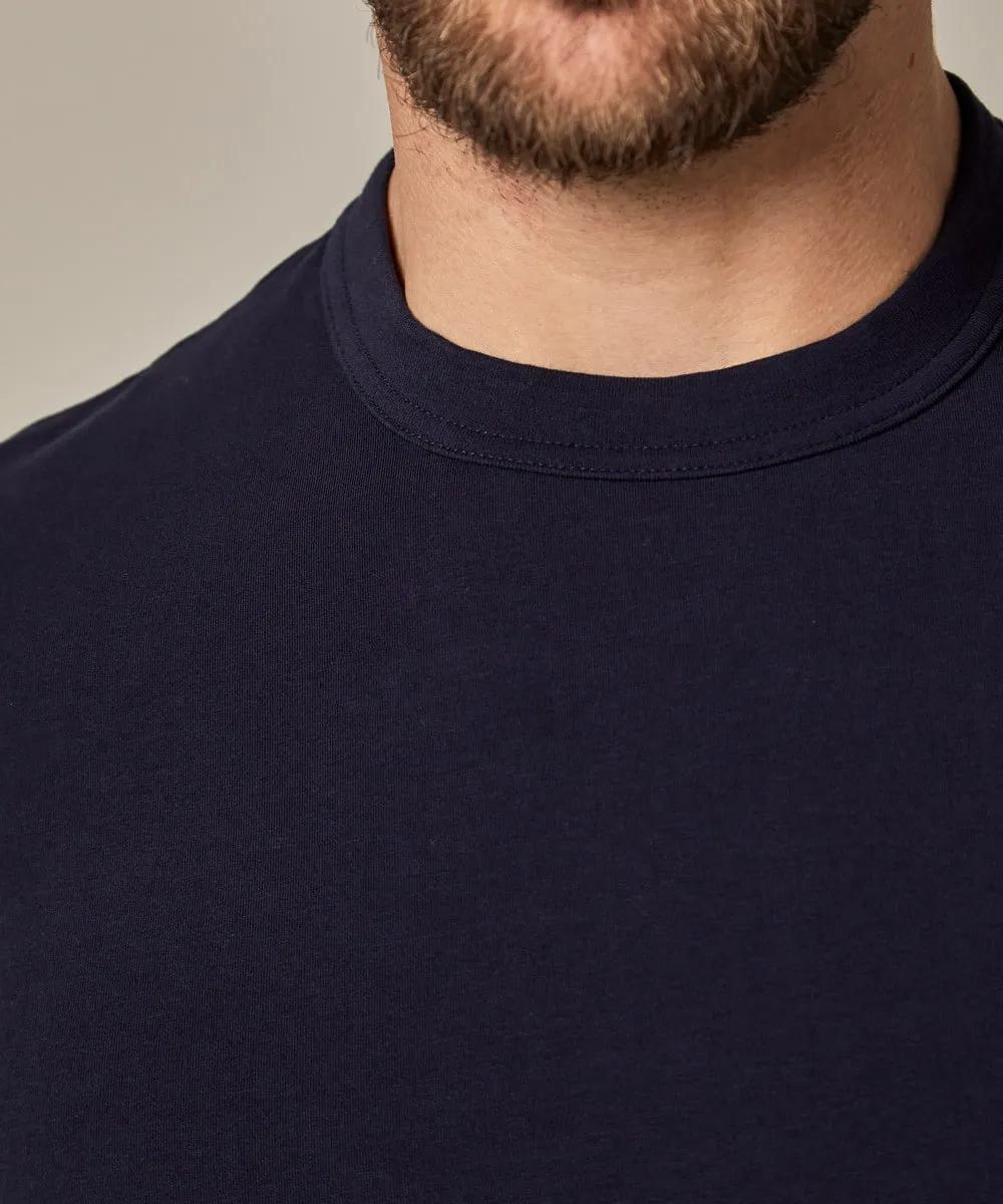 Profuomo navy t-shirt-100% katoen-HEREN POLO'S & T-SHIRTS-Blauw