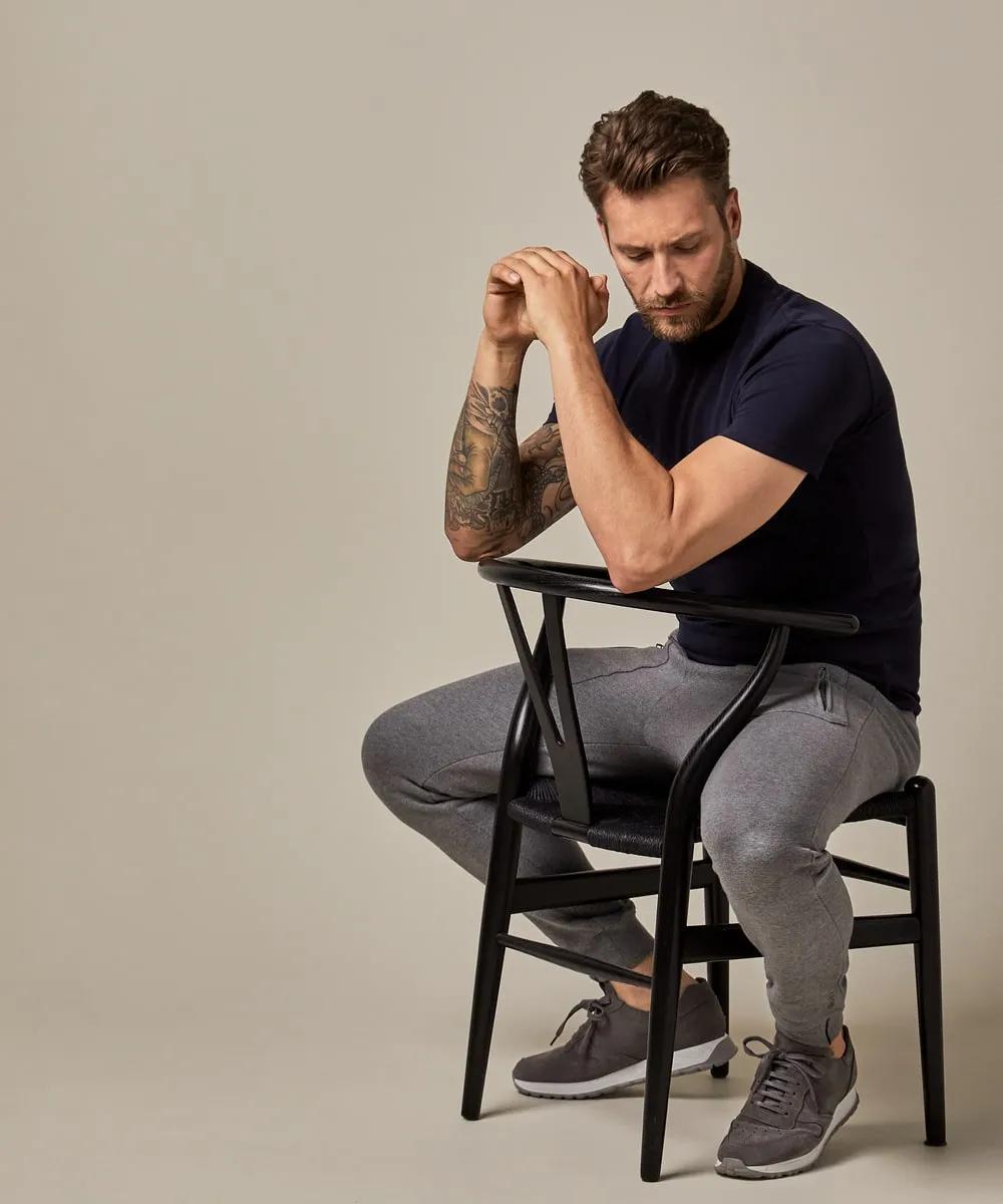 Profuomo navy t-shirt-100% katoen-HEREN POLO'S & T-SHIRTS-Blauw