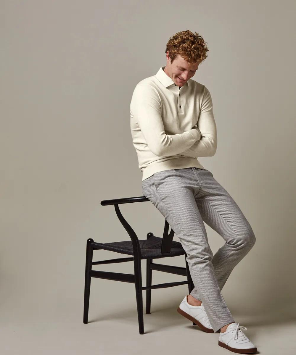 Profuomo off white luxe polo-56% lyocell, 20% katoen, 20% polyamide, 4% zijde-HEREN TRUIEN & VESTEN-Room