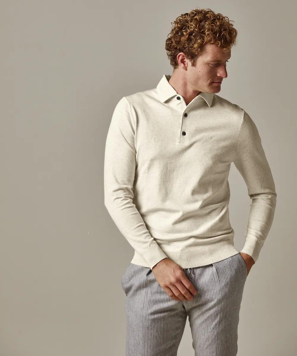 Profuomo off white luxe polo-56% lyocell, 20% katoen, 20% polyamide, 4% zijde-HEREN TRUIEN & VESTEN-Room