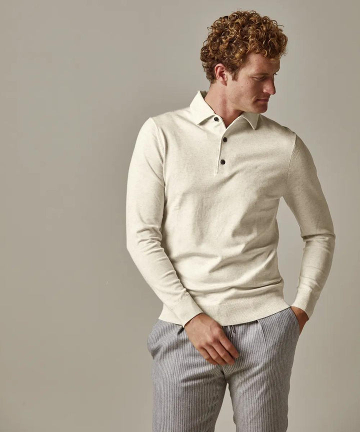 Profuomo off white luxe polo-56% lyocell, 20% katoen, 20% polyamide, 4% zijde-HEREN TRUIEN & VESTEN-Room