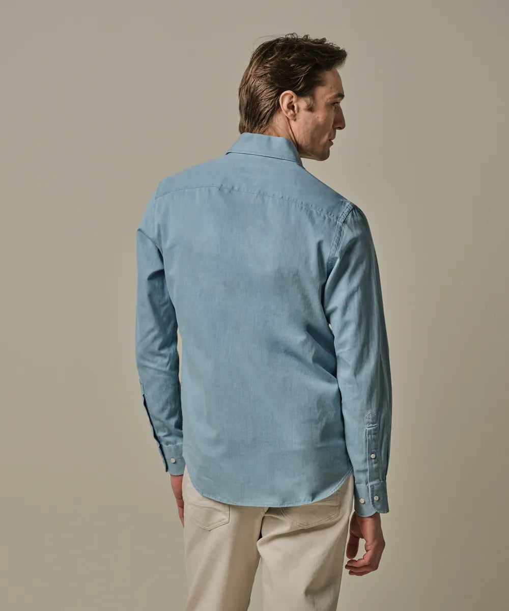 Profuomo One‑Piece Denim Shirt – Blauw-100% katoen-HEREN SHIRTS-Blauw