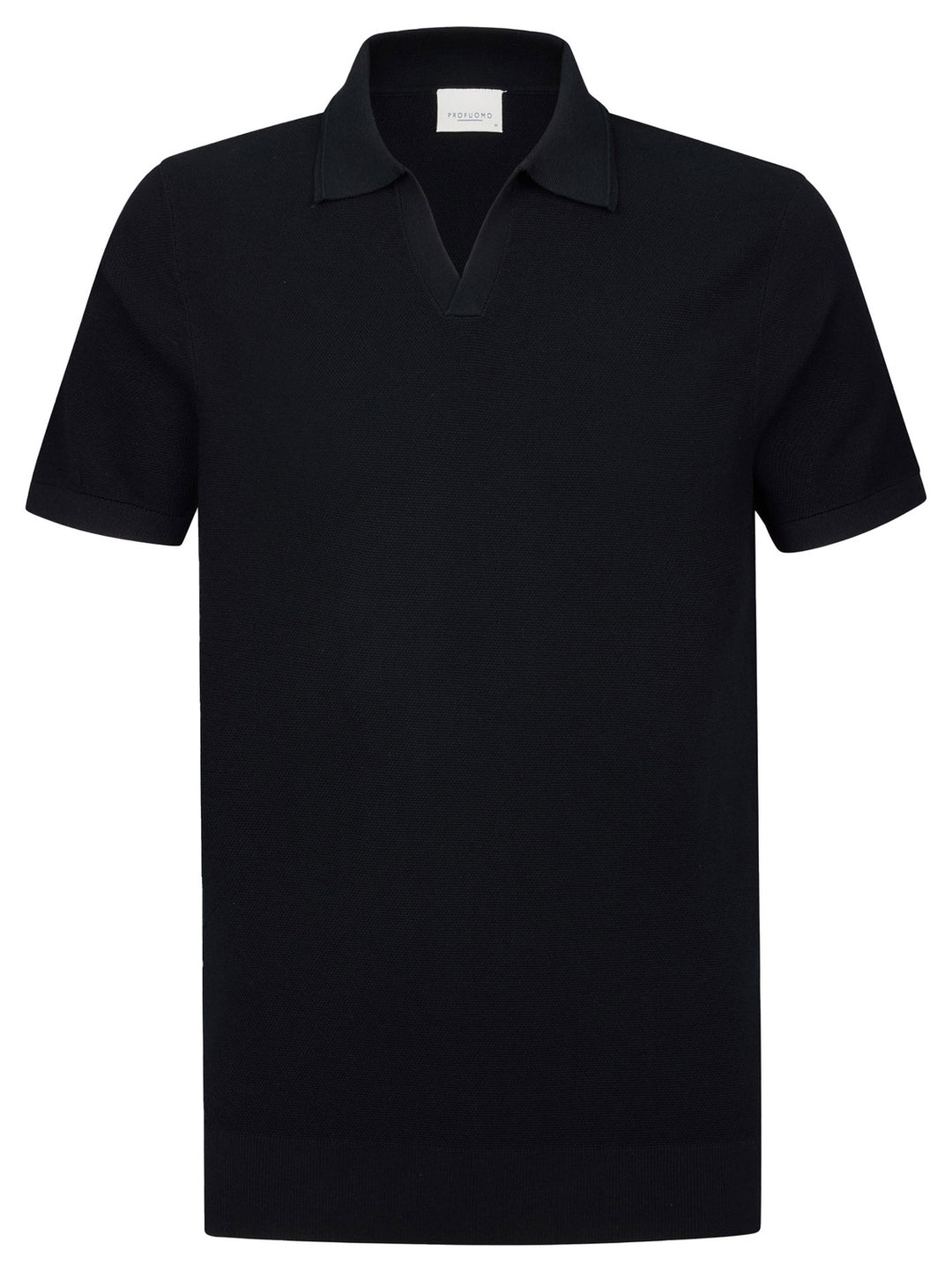 Profuomo Open Kraag Polo – Blauw-56% lyocell, 20% katoen, 20% polyamide, 4% zijde-HEREN POLO'S & T-SHIRTS-Blauw