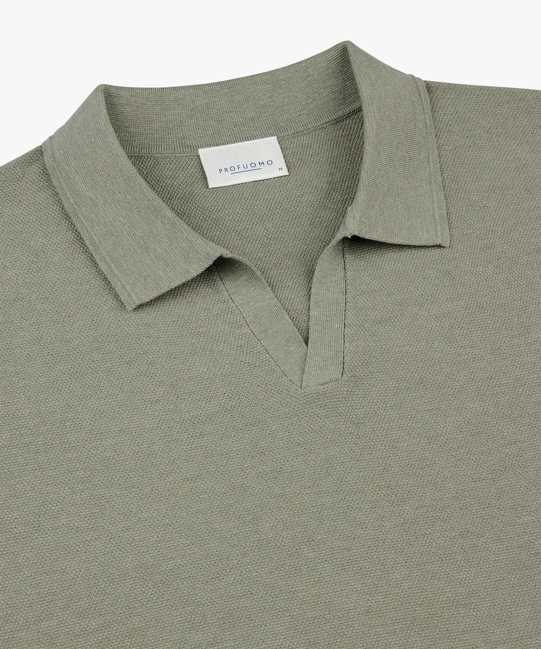 Profuomo Open Kraag Polo – Groen-56% lyocell, 20% katoen, 20% polyamide, 4% zijde-HEREN POLO'S & T-SHIRTS-Groen