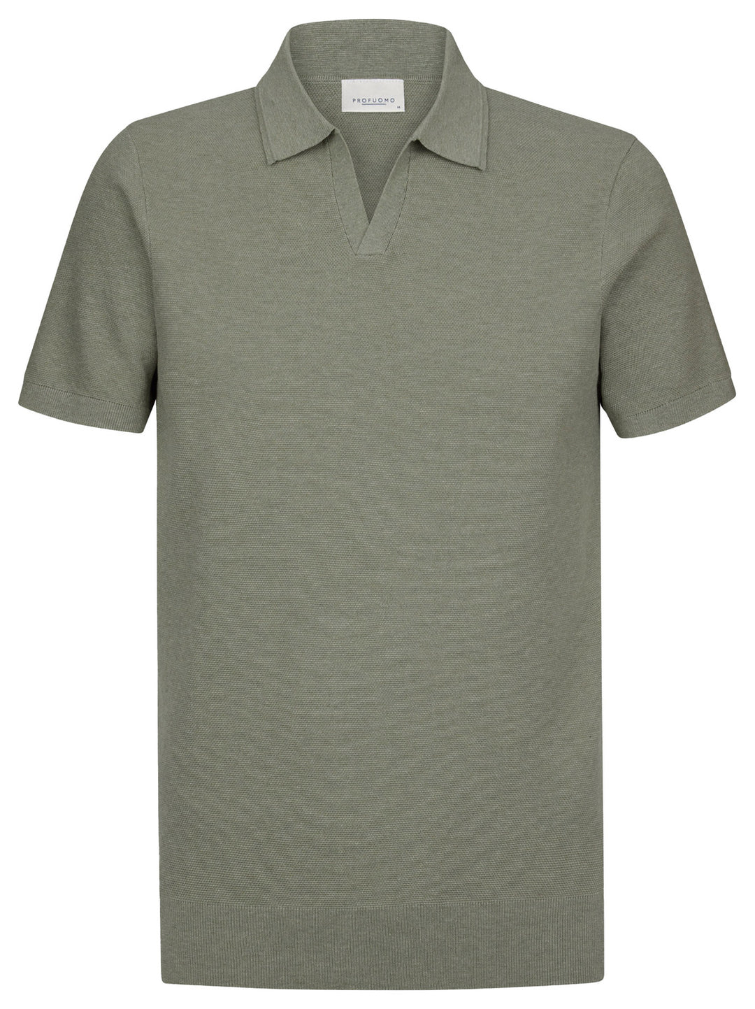 Profuomo Open Kraag Polo – Groen-56% lyocell, 20% katoen, 20% polyamide, 4% zijde-HEREN POLO'S & T-SHIRTS-Groen