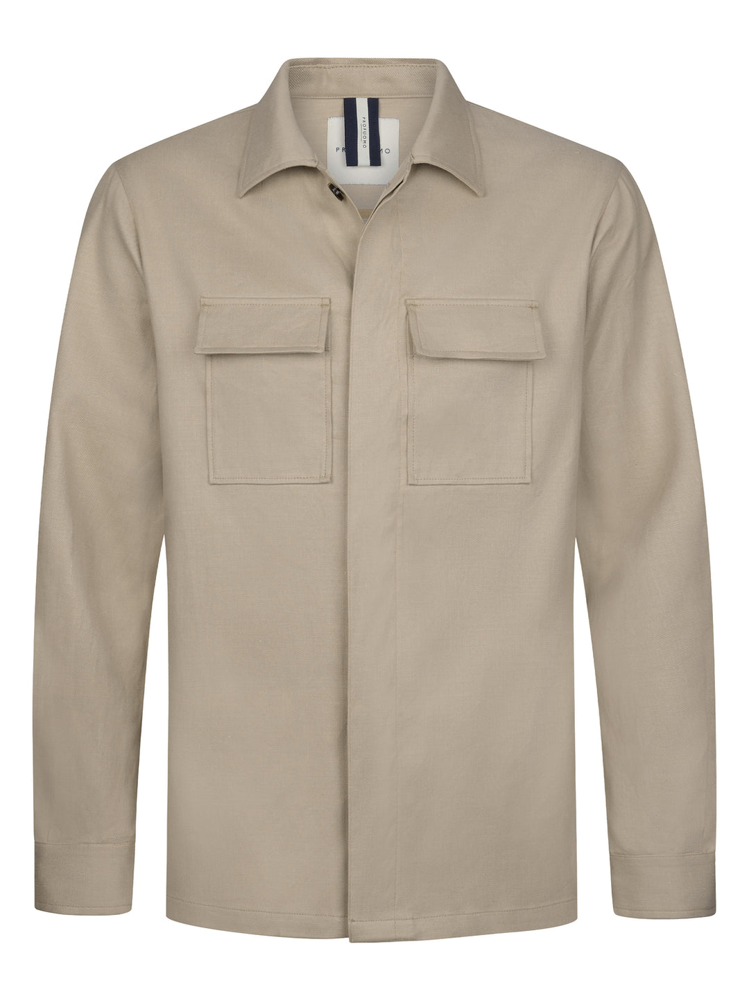Profuomo Overshirt – Beige-55% linnen, 44% katoen,1% elastaan-HEREN SHIRTS-Beige