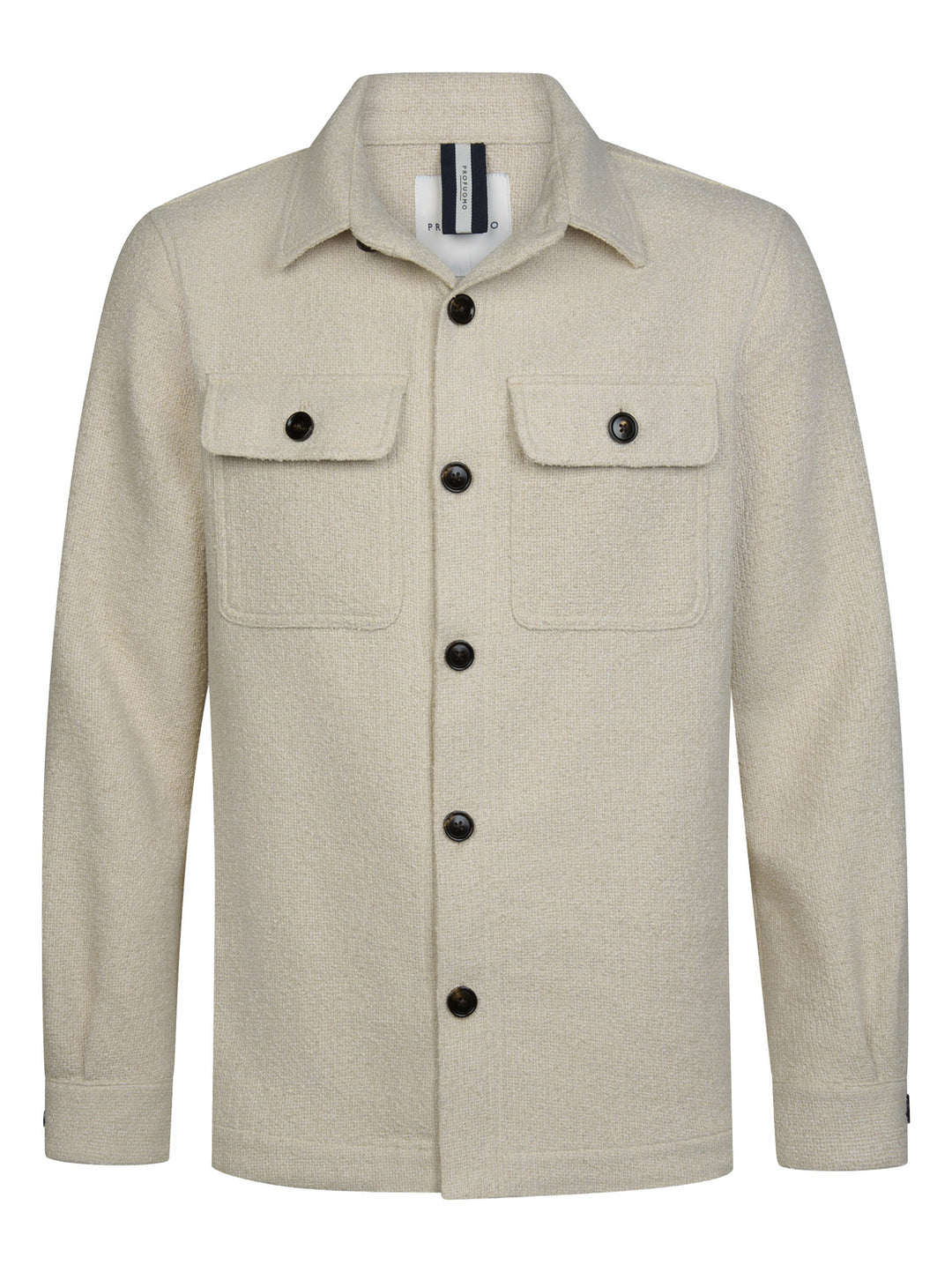  Profuomo Overshirt bouclé – Beige-60% katoen, 35% polyester, 5% andere vezels-HEREN SHIRTS-Beige