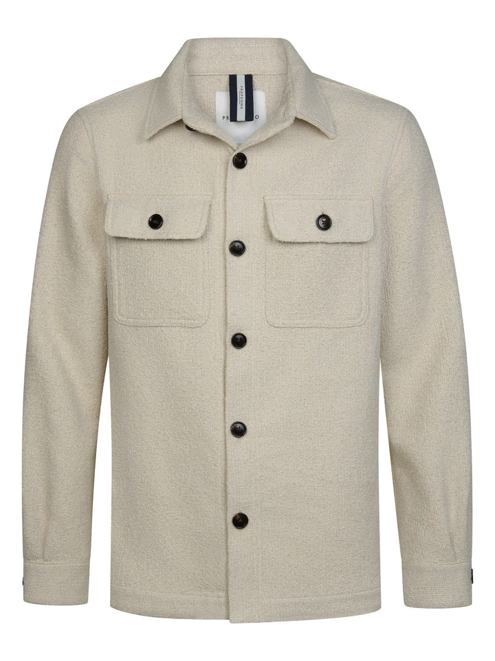  Profuomo Overshirt bouclé – Beige-60% katoen, 35% polyester, 5% andere vezels-HEREN SHIRTS-Beige