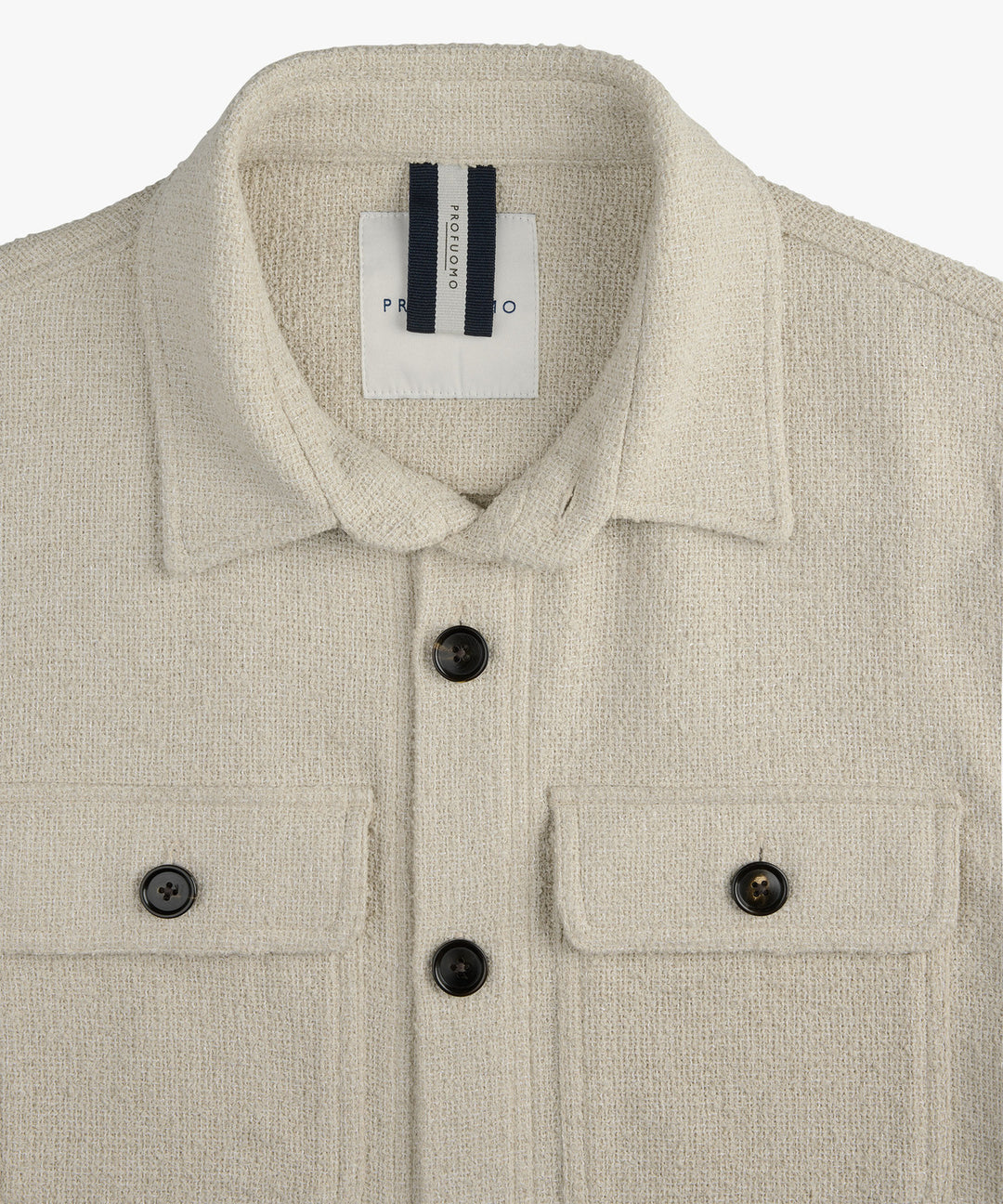  Profuomo Overshirt bouclé – Beige-60% katoen, 35% polyester, 5% andere vezels-HEREN SHIRTS-Beige