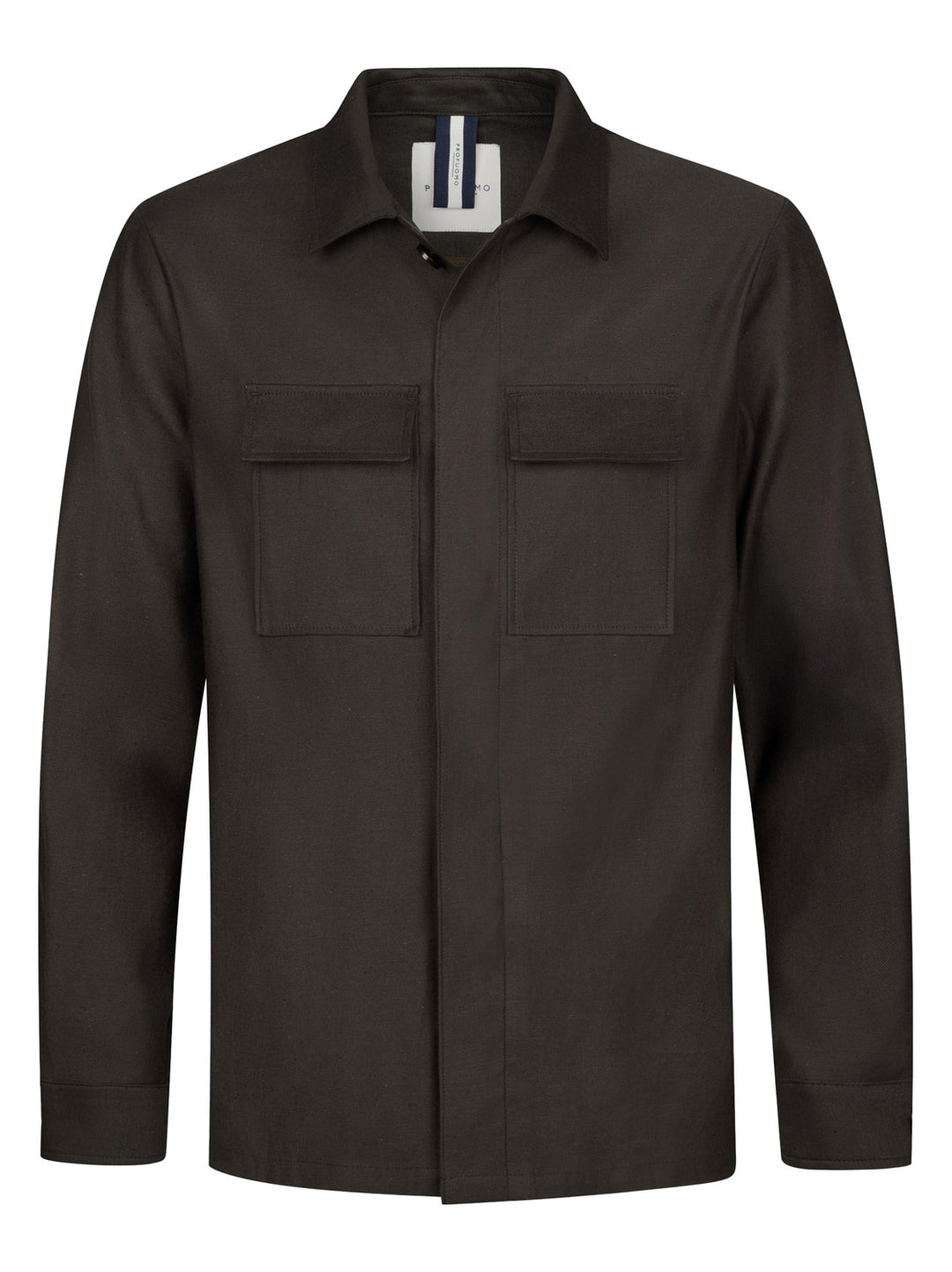 Profuomo Overshirt – Bruin-55% linnen, 44% katoen,1% elastaan-HEREN SHIRTS-Bruin