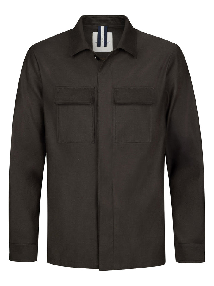 Profuomo Overshirt – Bruin-55% linnen, 44% katoen,1% elastaan-HEREN SHIRTS-Bruin