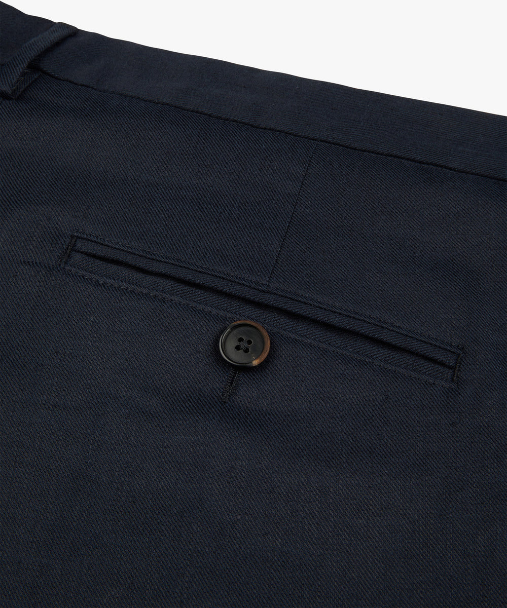 Profuomo Pantalon – Blauw-55% linnen, 44% katoen, 1% elastaan-HEREN BROEKEN-Blauw