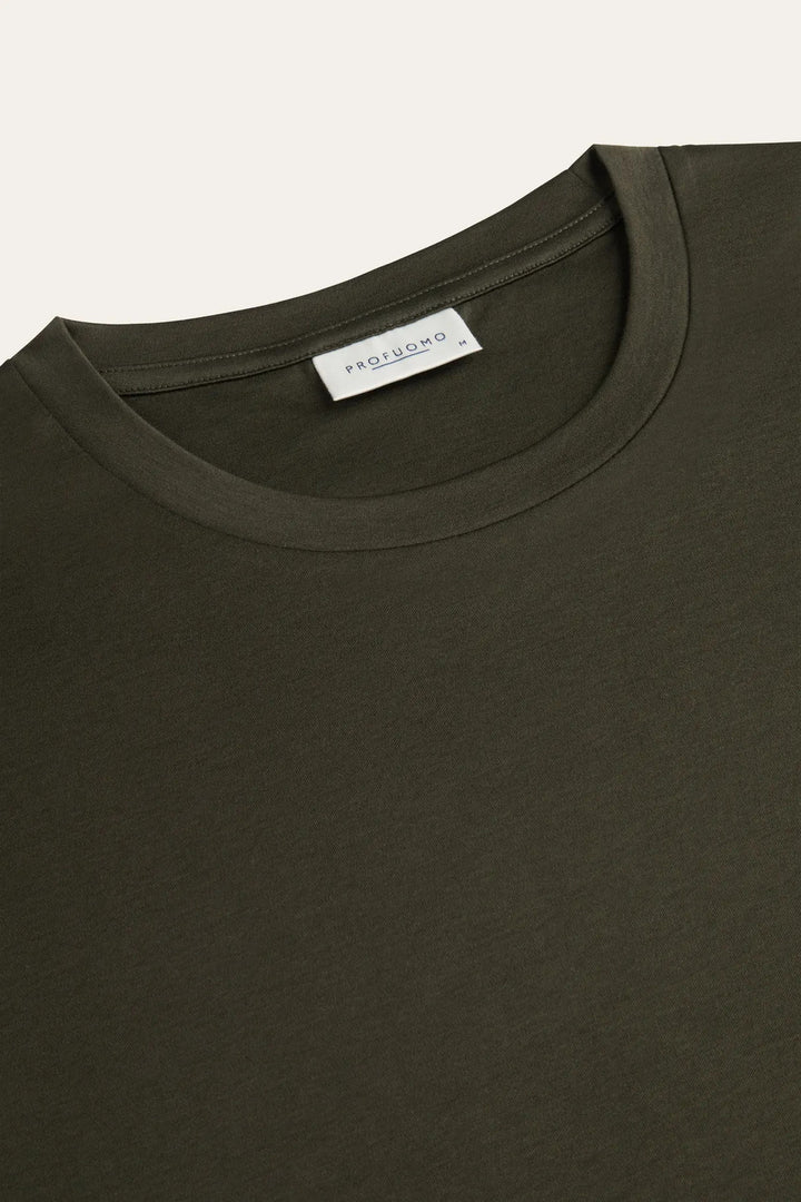 Profuomo Pima Katoen T-shirt – Groen-100% katoen-HEREN POLO'S & T-SHIRTS-Groen