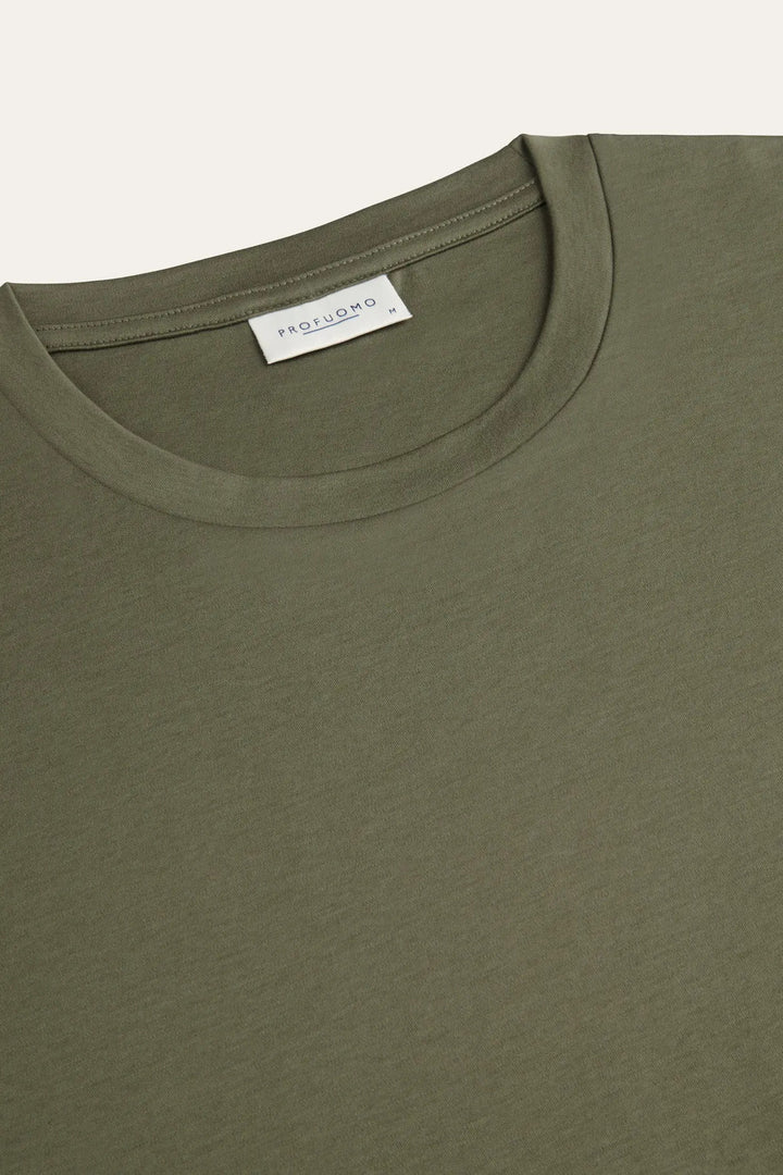 Profuomo Pima Katoen T-shirt – Groen-100% katoen-HEREN POLO'S & T-SHIRTS-Groen