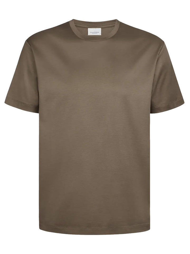 Profuomo Pima Katoen T-shirt – Taupe-100% katoen-HEREN POLO'S & T-SHIRTS-Bruin