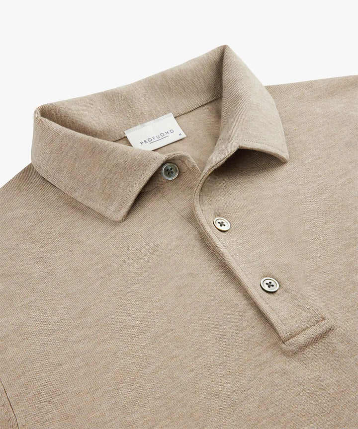Profuomo Polo Knit – Beige-56% lycocell, 20% katoen, 20% polyamide, 4% zijde-HEREN TRUIEN & VESTEN-Beige