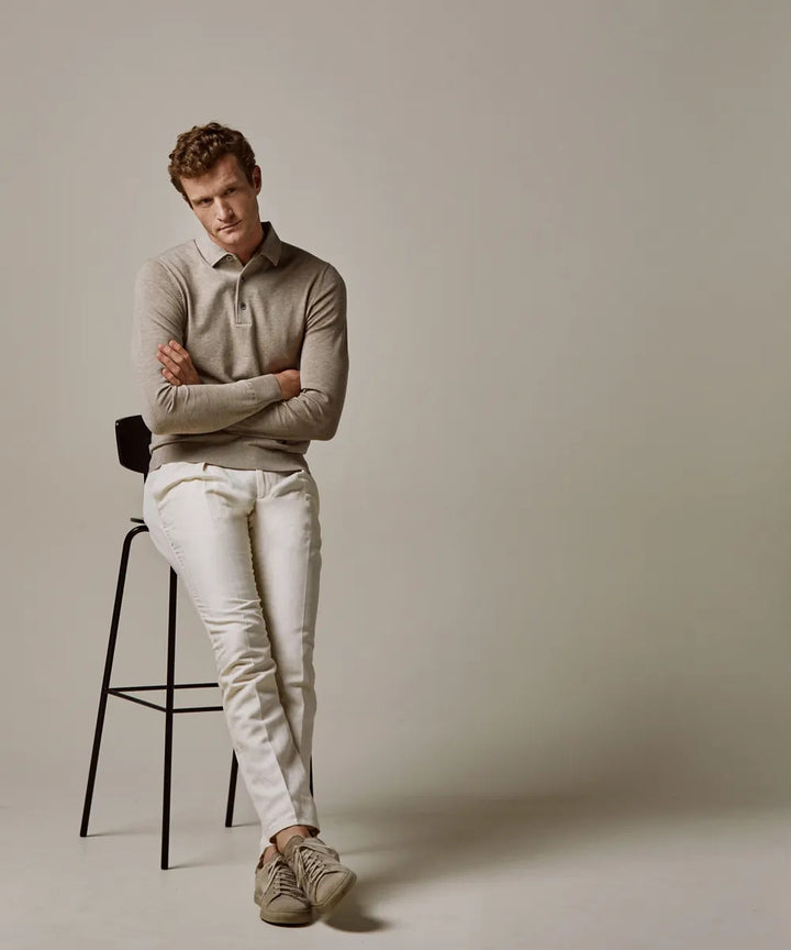 Profuomo Polo Knit – Beige-56% lycocell, 20% katoen, 20% polyamide, 4% zijde-HEREN TRUIEN & VESTEN-Beige