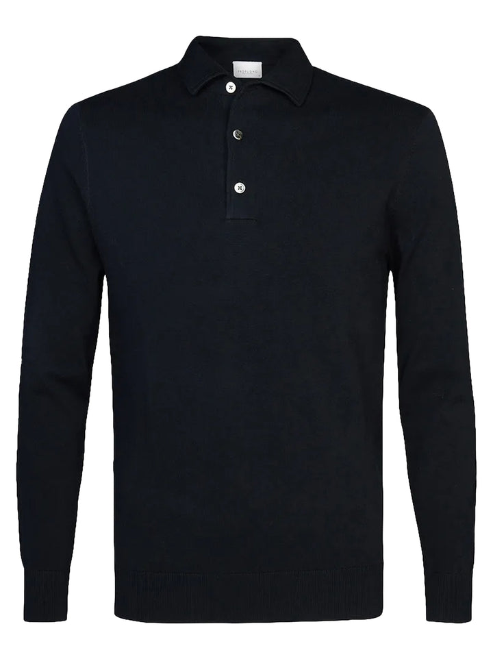 Profuomo Polo Knit – Navy-56% lycocell, 20% katoen, 20% polyamide, 4% zijde-HEREN TRUIEN & VESTEN-Blauw