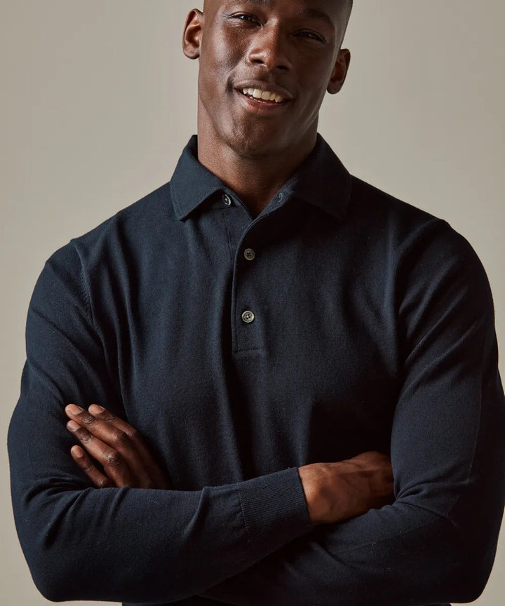 Profuomo Polo Knit – Navy-56% lycocell, 20% katoen, 20% polyamide, 4% zijde-HEREN TRUIEN & VESTEN-Blauw