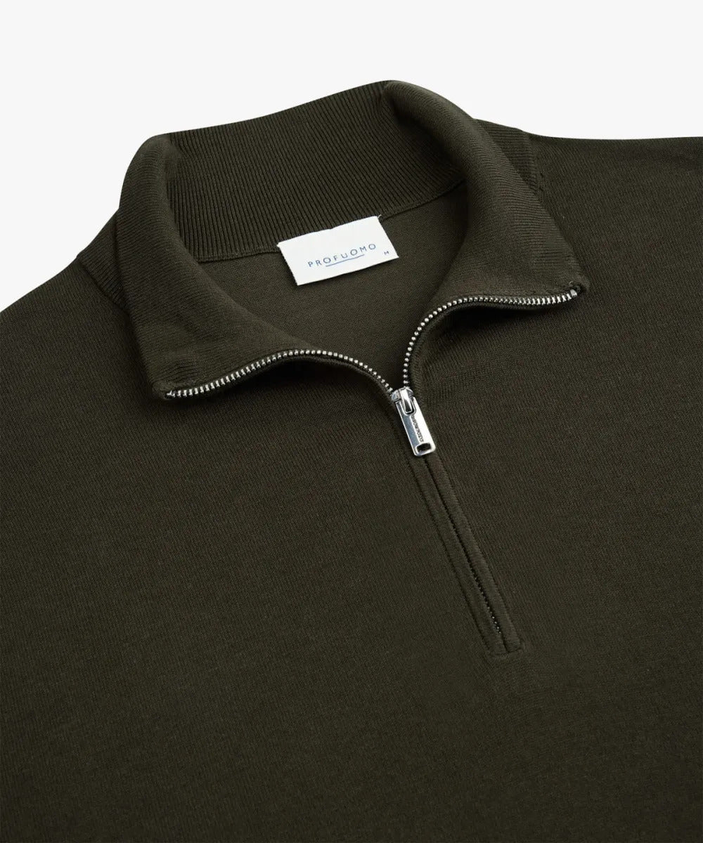 Profuomo – Pullover half zip-56% lyocell, 20% katoen, 20% polyamide, 4% zijde-HEREN TRUIEN & VESTEN-Groen