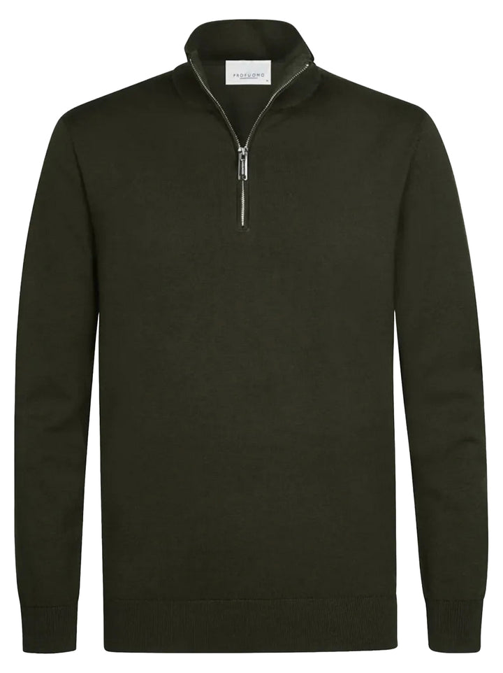 Profuomo – Pullover half zip-56% lyocell, 20% katoen, 20% polyamide, 4% zijde-HEREN TRUIEN & VESTEN-Groen