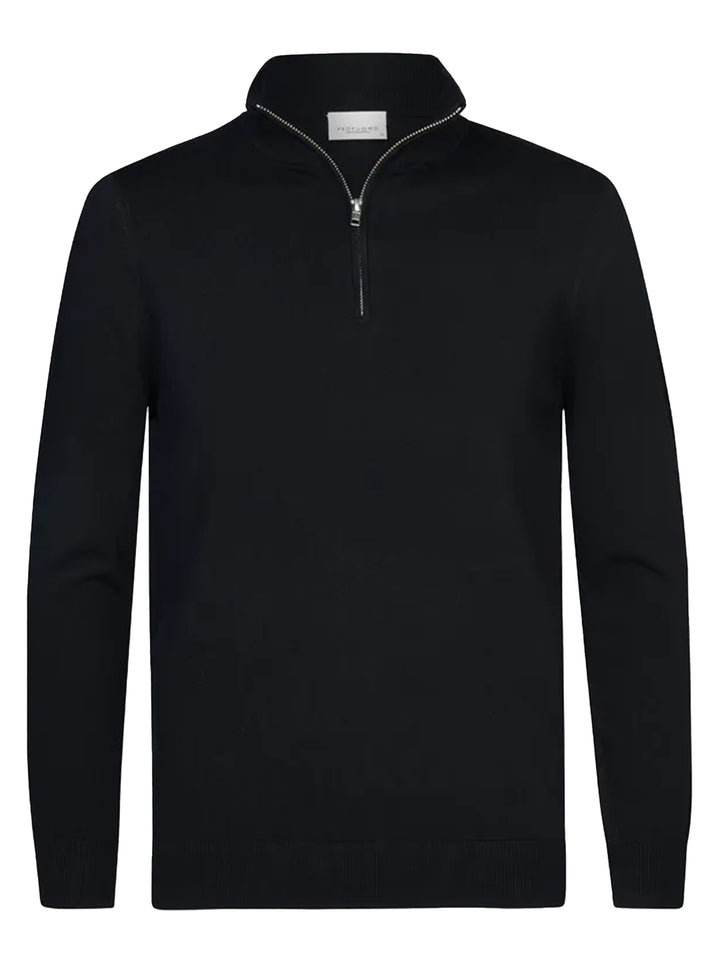 Profuomo Quarter Zip Sweater – Blauw-56% lyocell, 20% katoen, 20% polyamide, 4% zijde<br />-HEREN TRUIEN & VESTEN-Blauw