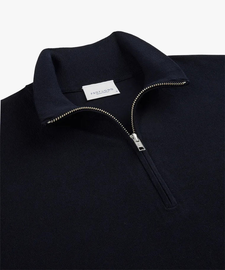 Profuomo Quarter Zip Sweater – Blauw-56% lyocell, 20% katoen, 20% polyamide, 4% zijde<br />-HEREN TRUIEN & VESTEN-Blauw