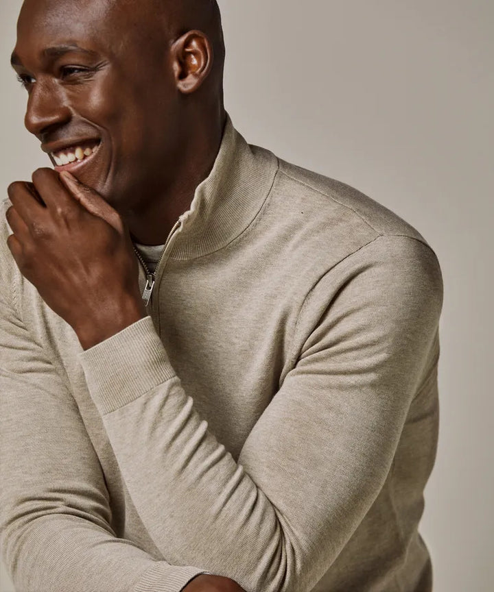 Profuomo Quarter Zip Trui -56% lyocell, 20% katoen, 20% polyamide, 4% zijde<br />-HEREN TRUIEN & VESTEN-Beige