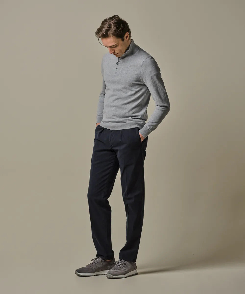 Profuomo Relaxed Broek – Navy-97% katoen, 3% elastaan-HEREN BROEKEN-Blauw