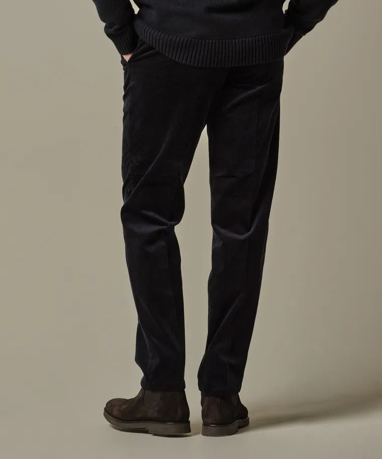 Profuomo Relaxed Fit Chino – Blauw-99% cotton, 1% elastan-HEREN BROEKEN-Blauw