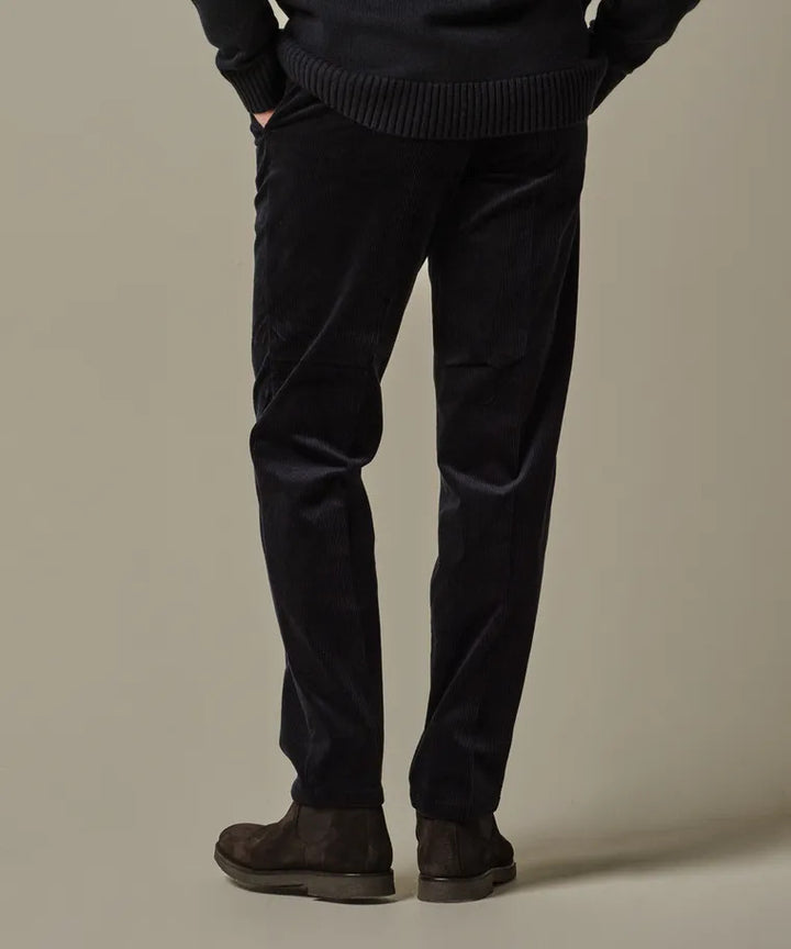 Profuomo Relaxed Fit Chino – Blauw-99% cotton, 1% elastan-HEREN BROEKEN-Blauw